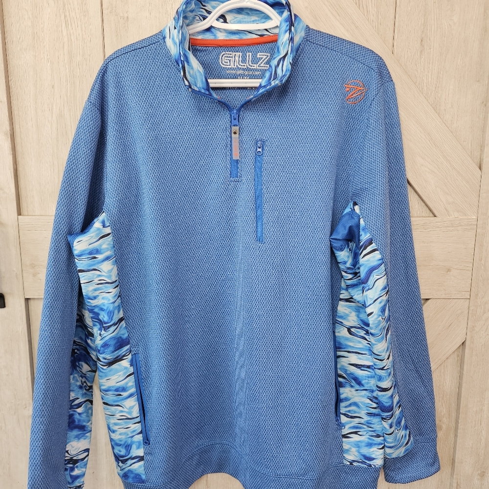 Gillz Men’s Blue Quarter-Zip Performance Fishing Shirt M